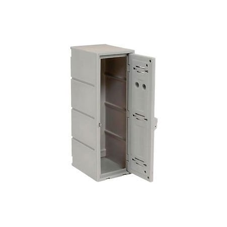 Remcon Plastics Remco Plastics 2-Tier 2 Door Box Plastic Locker, 12"W x 15"D x 36"H, Gray, Assembled 15001236001027